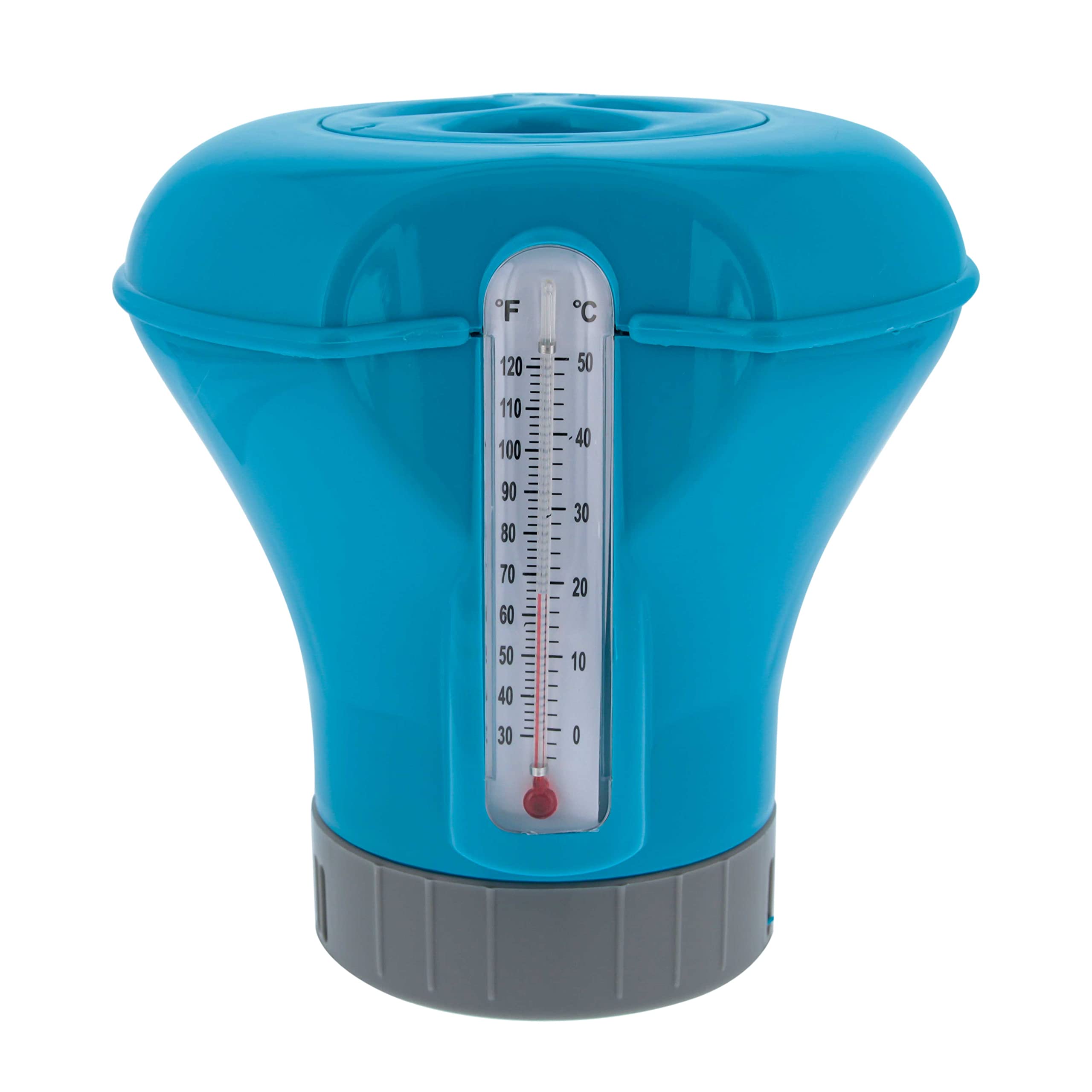 U.S. Pool Supply Pool Chlorine Floater Dispenser With Thermometer - 8' Diameter Floating Chlorinator, Large Capacity Holds 3'