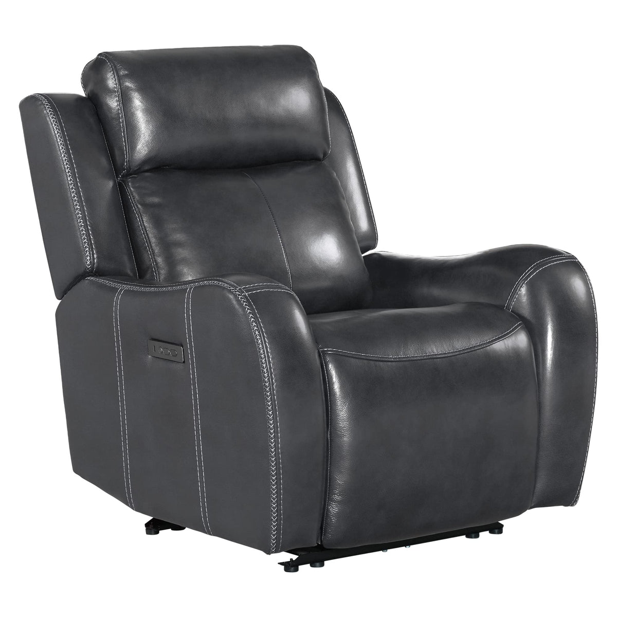 Intercon Wainwright Dual Power Headrest, Charcoal Grey Recliner