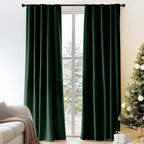 Lazzzy Green Velvet Curtain Thermal Insulated Curtains 84 Inch Long Drapes For Bedroom Living Room Darkening Window Treatments Rod Pocket, Set Of 2, Moss Green