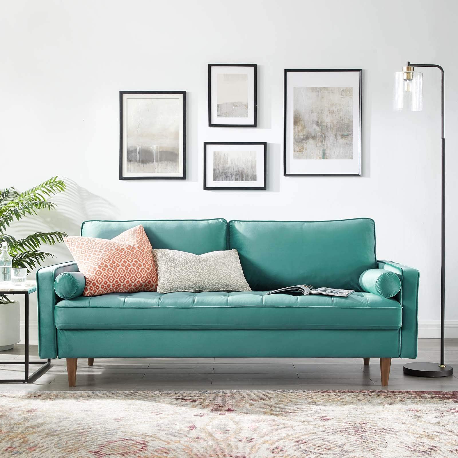 Modway Eei-3764-Tea Valour Performance Velvet Sofa, Teal