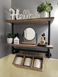 ROGMARS Industrial Pipe Shelf Floating Shelves Bathroom,Industrial Pipe Shelving Farmhouse Bathroom Shelves with Towel Bar Towel