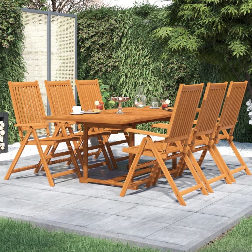 vidaXL Patio Dining Set 7 Piece, Outdoor Dining Set for Garden, Table and Chair for Balcony Dinner, Dining Table, Farmhouse Style, Solid Wood Acacia