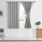 Hiasan Sliver Grey Blackout Curtains 54 inch Long, Light Blocking Thermal Insulated Rod Pocket & Back Tab Drapes Sewn with Tieba