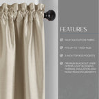 Elrene Home Fashions Colette Faux-Silk Blackout Window Curtain, 52 In X 108 In (1 Panel), Ivory