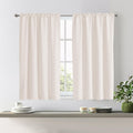 Owenie Short Beige Curtains 54 Inch Length 2 Panels Set For Small Window, 3D Embossed Farmhouse Curtains, Balance Privacy And Li