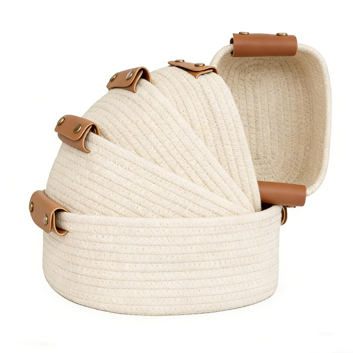 SVNR Beige Storage Baskets Set of 5, Woven Rope Shelf Bins for Organizing  Durable Cube Organizers for Closet, Nursery, Bedroom