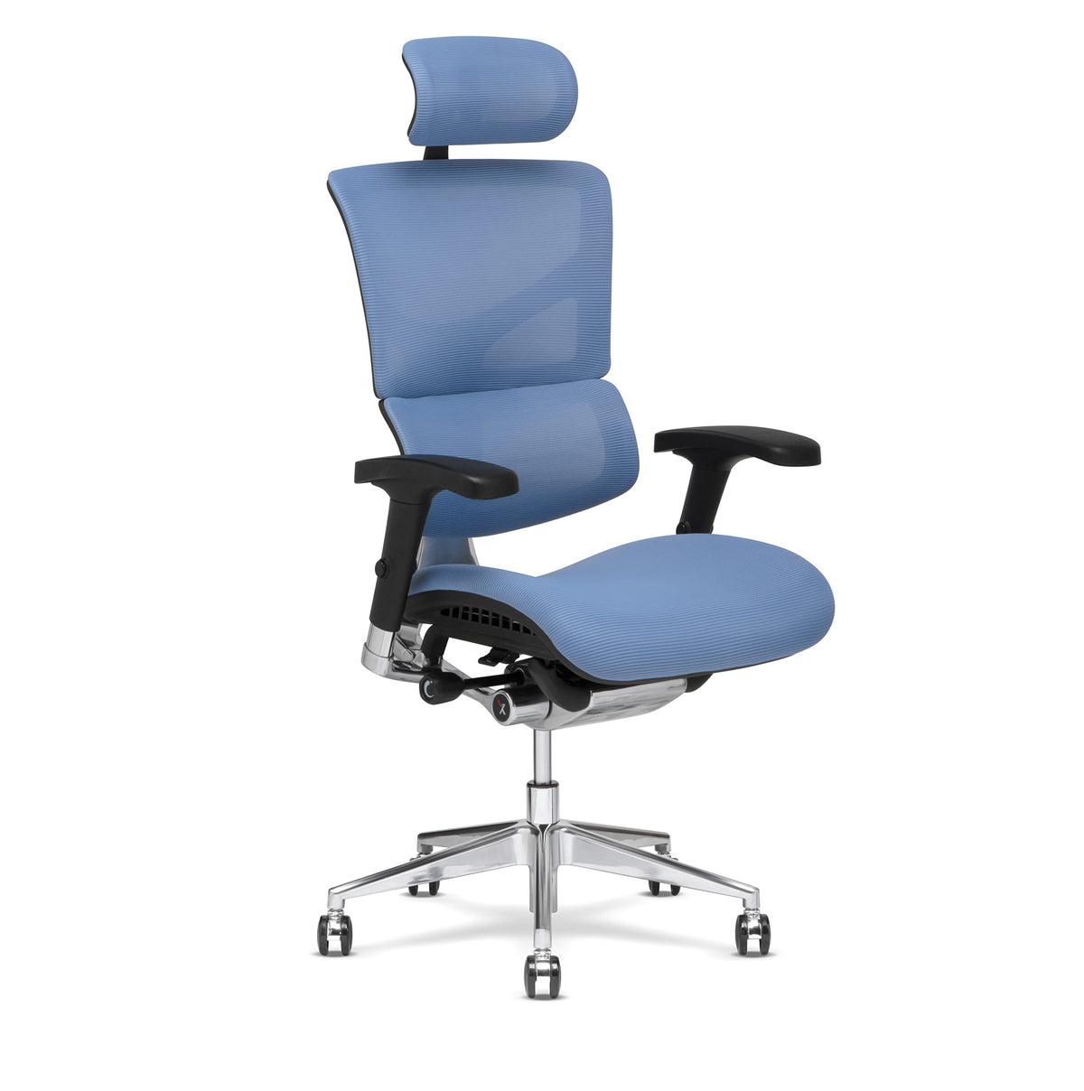 X-Chair X3 Management Office Chair, Blue A.T.R. Fabric With Headrest - High End Comfort Chair/Dynamic Variable Lumbar Support/Fl