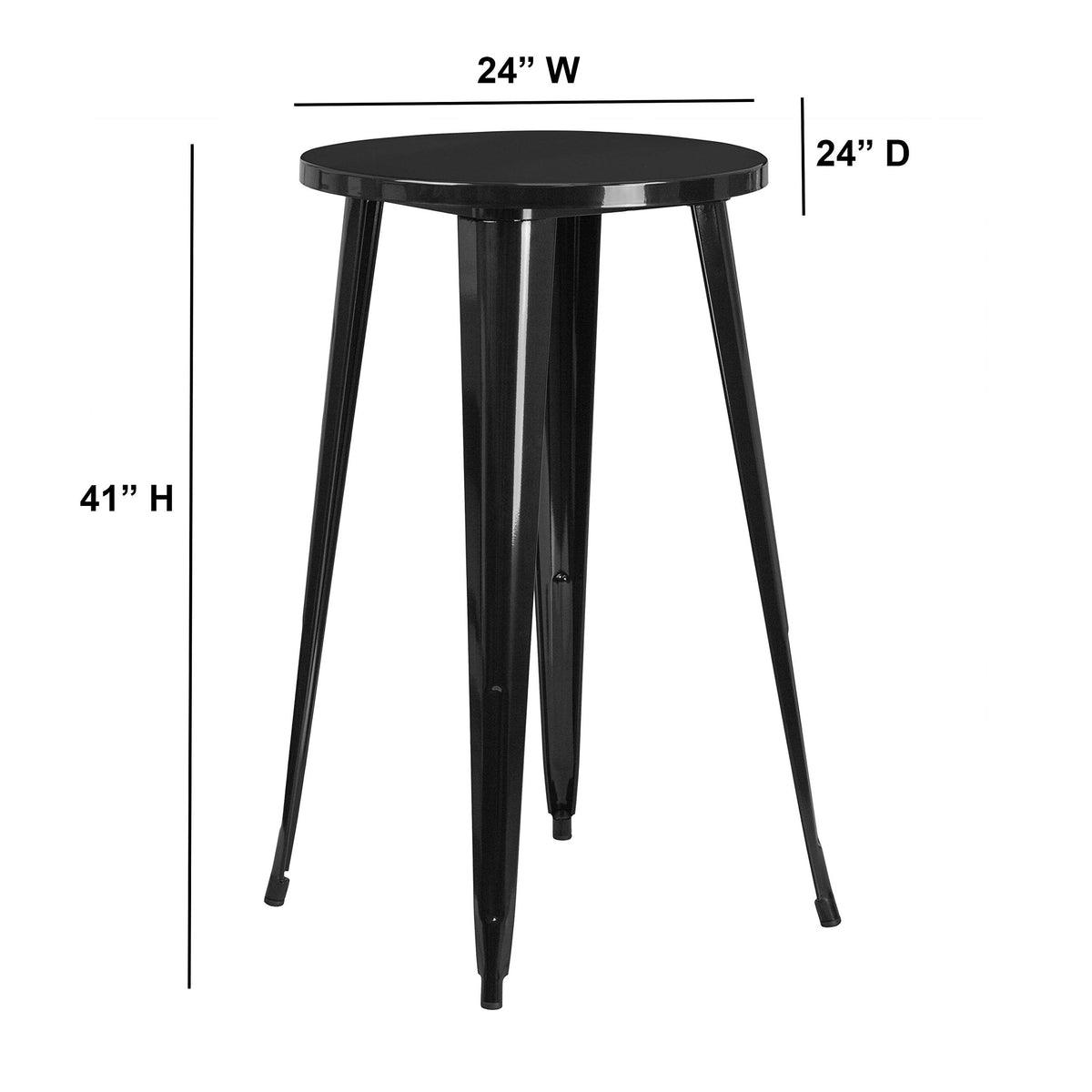 Flash Furniture James Commercial Grade 24&quot; Round Black Metal Indoor-Outdoor Bar Height Table