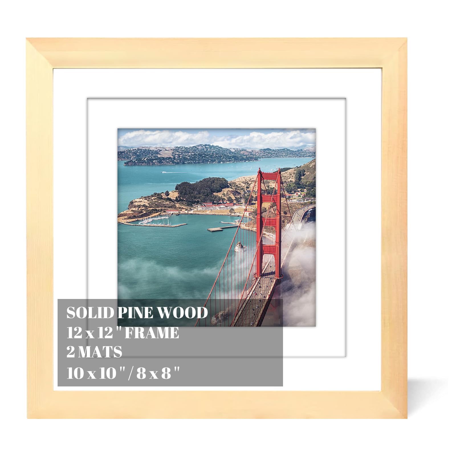 12x12 Wood Picture Frames for Wall Hanging or Tabletop,Diamond Painting Frame Baby Scan Picture Frames with 2 Mats Display 8x8 o