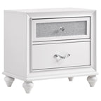 Coaster Home Furnishings Barzini Modern Classic 5-Piece Bedroom Set Velvet Upholstered Queen Size Wingback Bed Frame 63-inch Headboard White 300843Q-S5