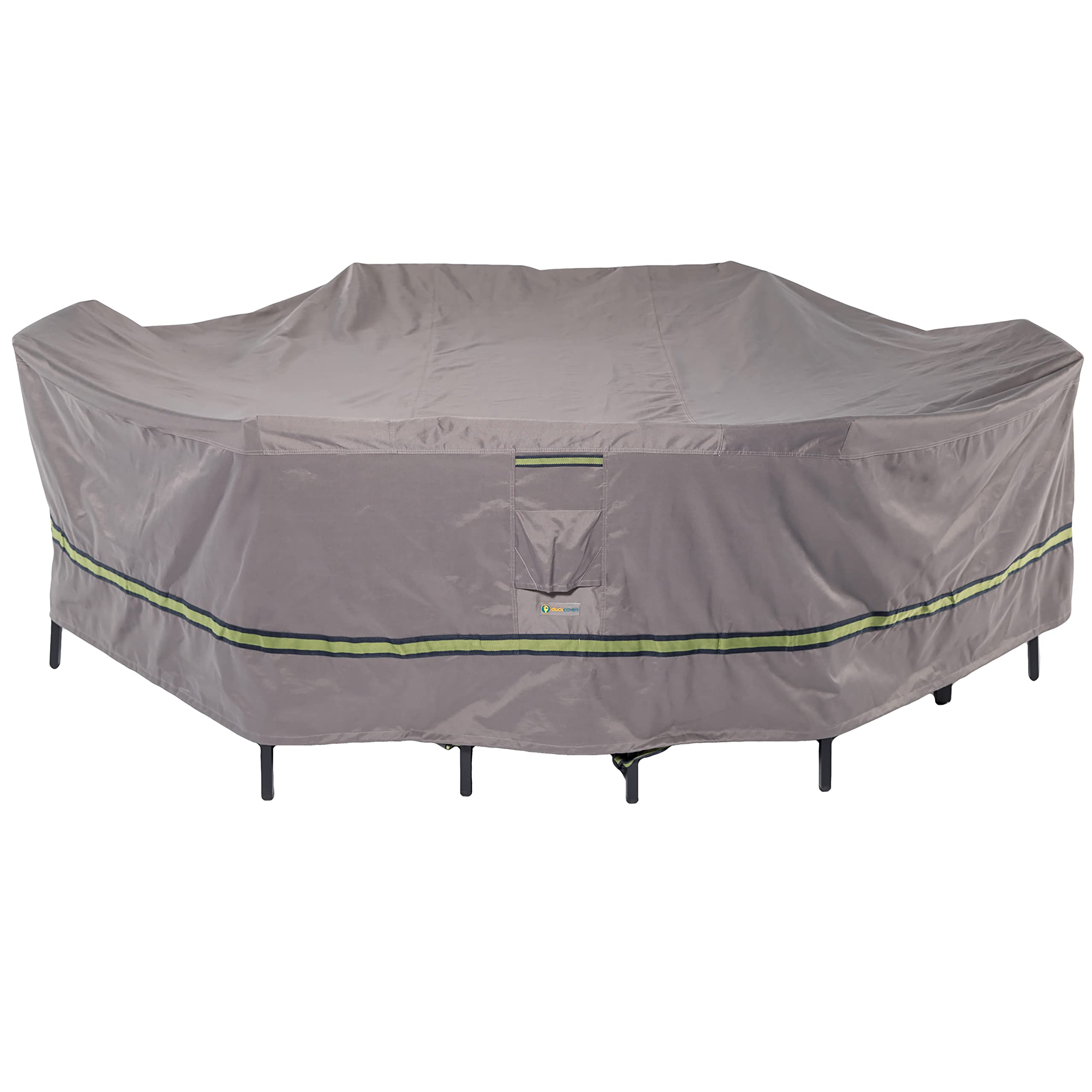 Duck Covers Soteria Waterproof 127 Inch Rectangular/Oval Patio Table With Chairs Cover, Outdoor Table And Chair Cover