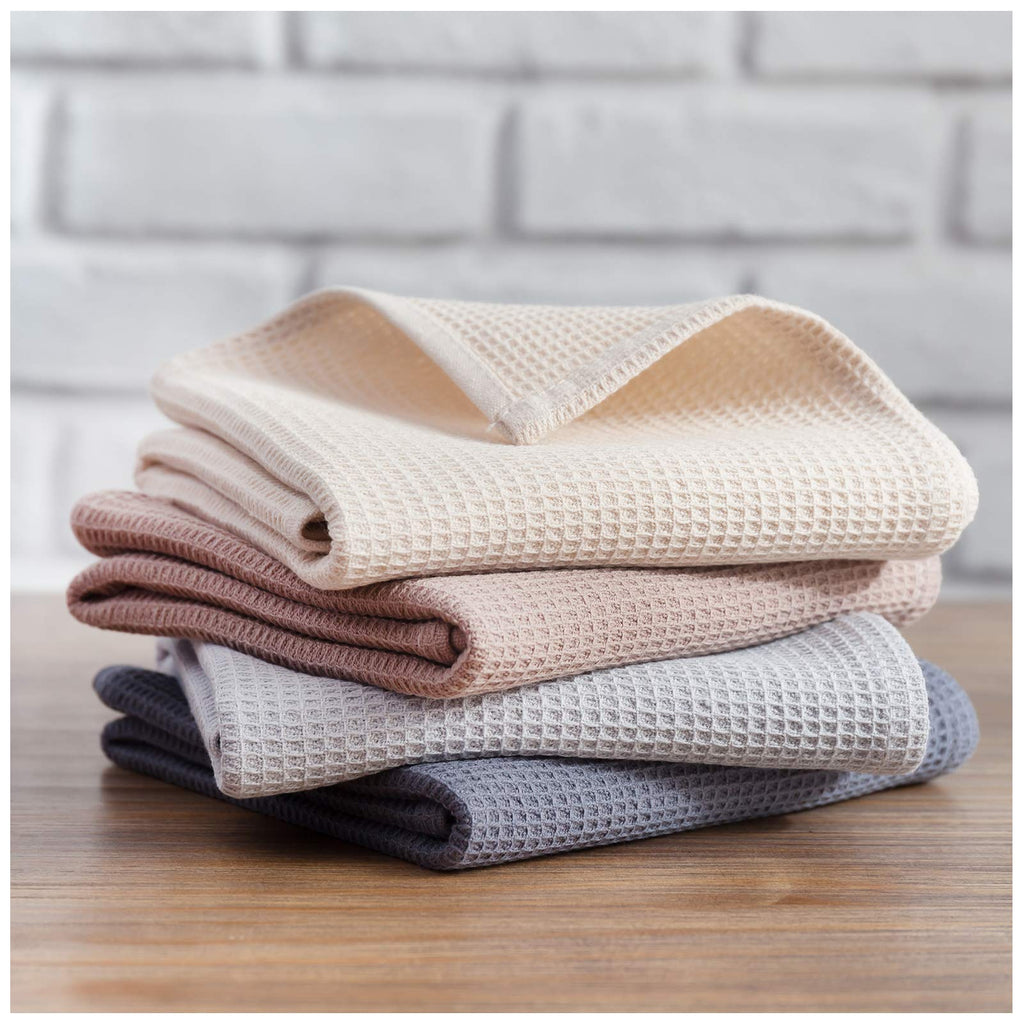 Py Home & Sports Dish Towels Set, 100% Cotton Waffle Weave Kitchen Towels 4 Pieces, Super Absorbent Kitchen Hand Dish Cloths For