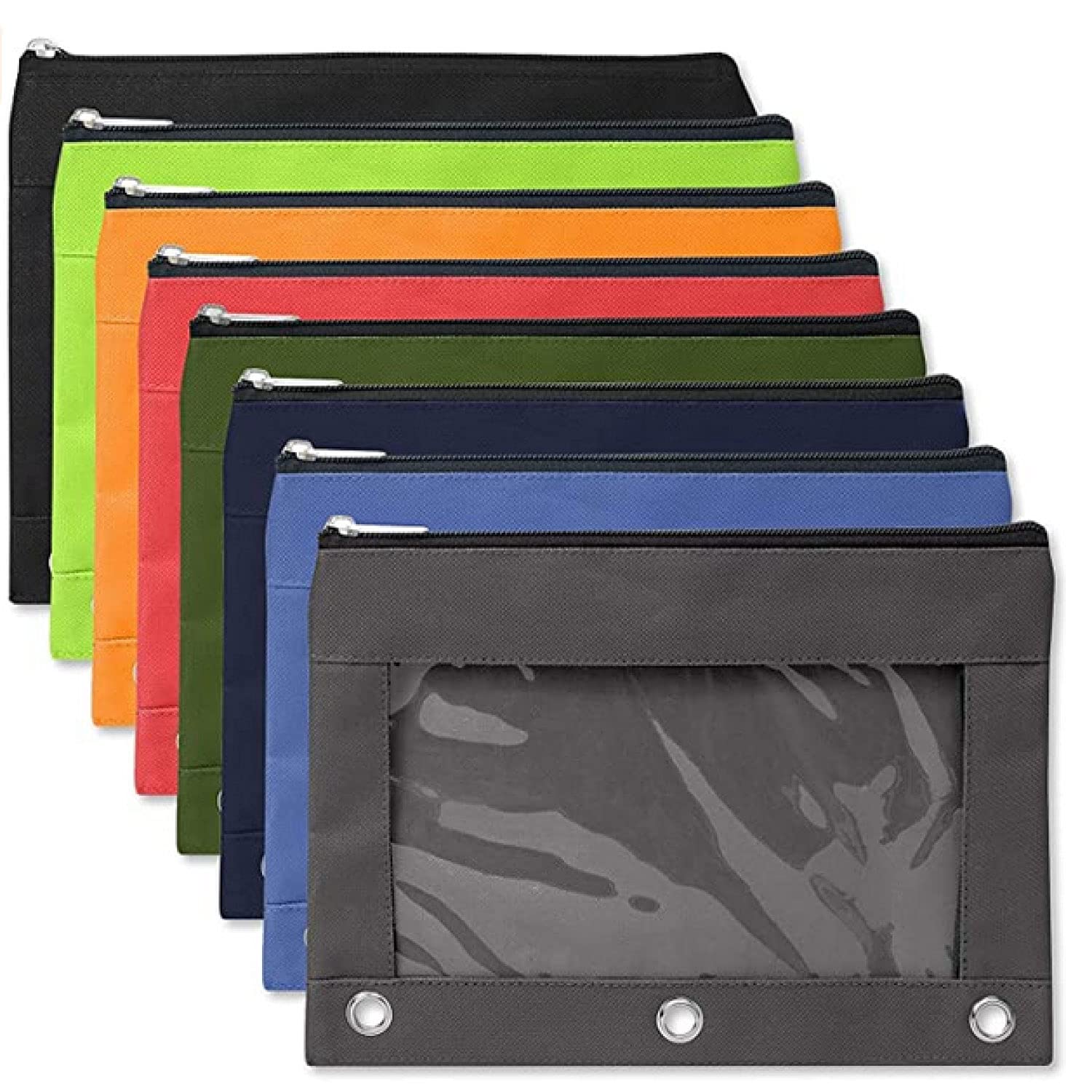Trail Maker 12 Pack Clear Pencil Pouch For 3 Ring Binder Bulk | 3 Ring Pencil Pouch Bags For Binder With See Through Window And