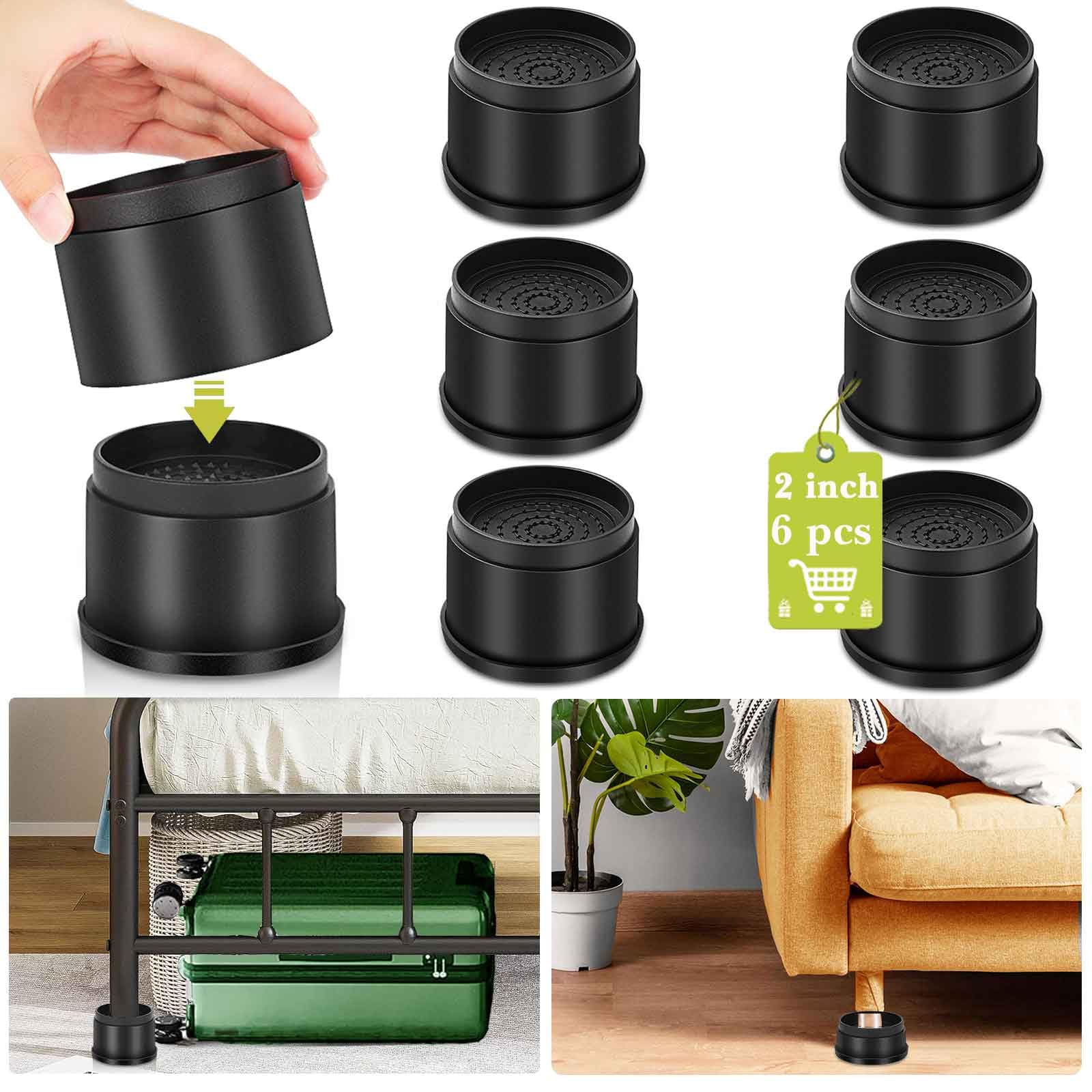 Yookwutar 6 Pack Furniture Risers 2 Inch, Adjustable Bed Risers Heavy Duty For Table Desk Couch Chair Sofa Cabinet Bed Frame Dor