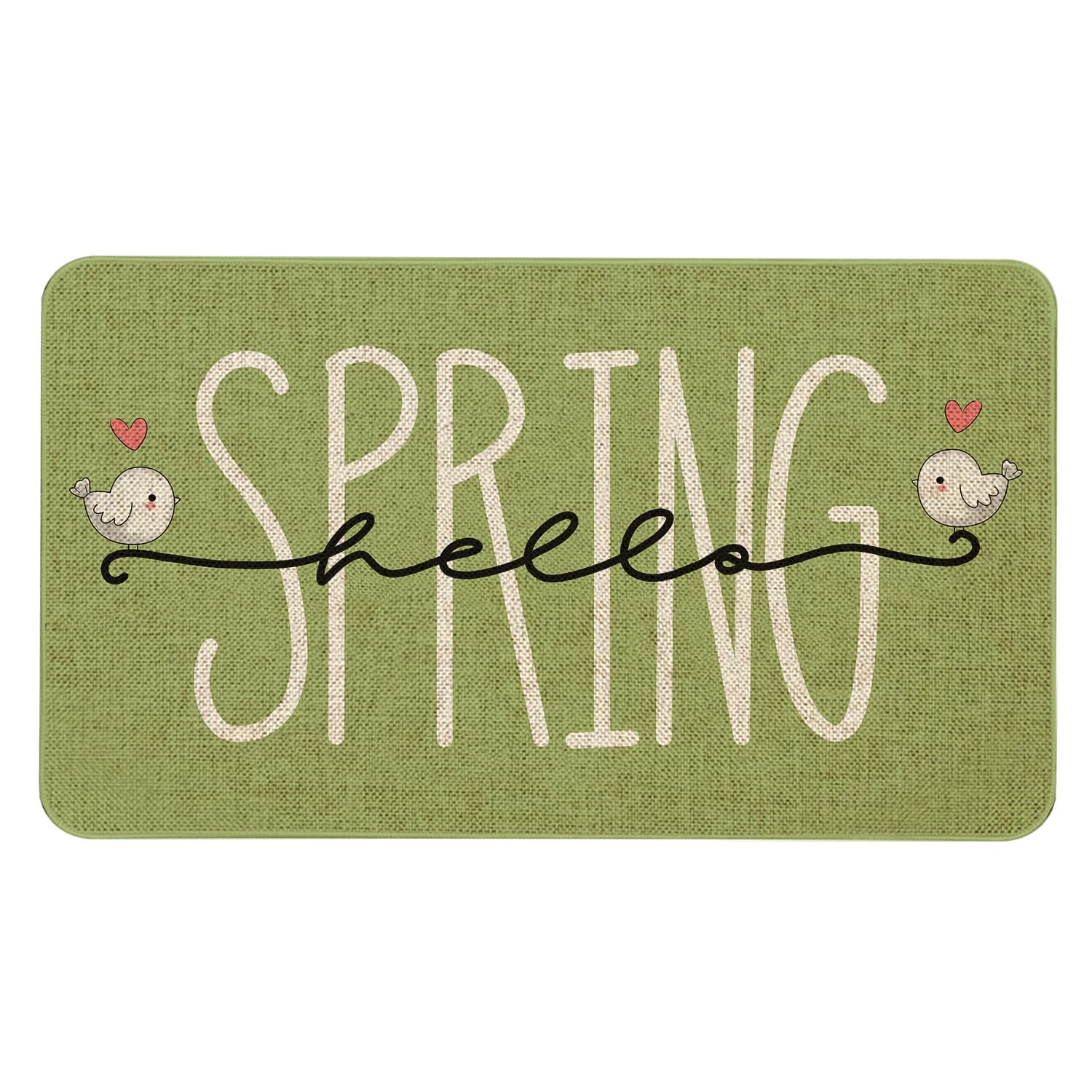 Kuyuayee Spring Bird Welcome Doormat, 30X17 Inch, Non-Slip, Washable, Spring Home Decor