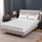Homiest White Satin Fitted Sheet King Size Fitted Bed Sheet, Deep Pocket Fitted Sheet Only, Luxury & Ultra Soft Bedding Fitted Sheet Single Bottom Bed Sheets Sold Separately