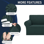 2025 New Stretch Loveseat Sofa Slipcovers Couch Cover For 2 Cushion Furniture Protector Sofa Covers With Elastic Bottom Jacquard Fabric Small Checks For Pets, Kids - Hunter
