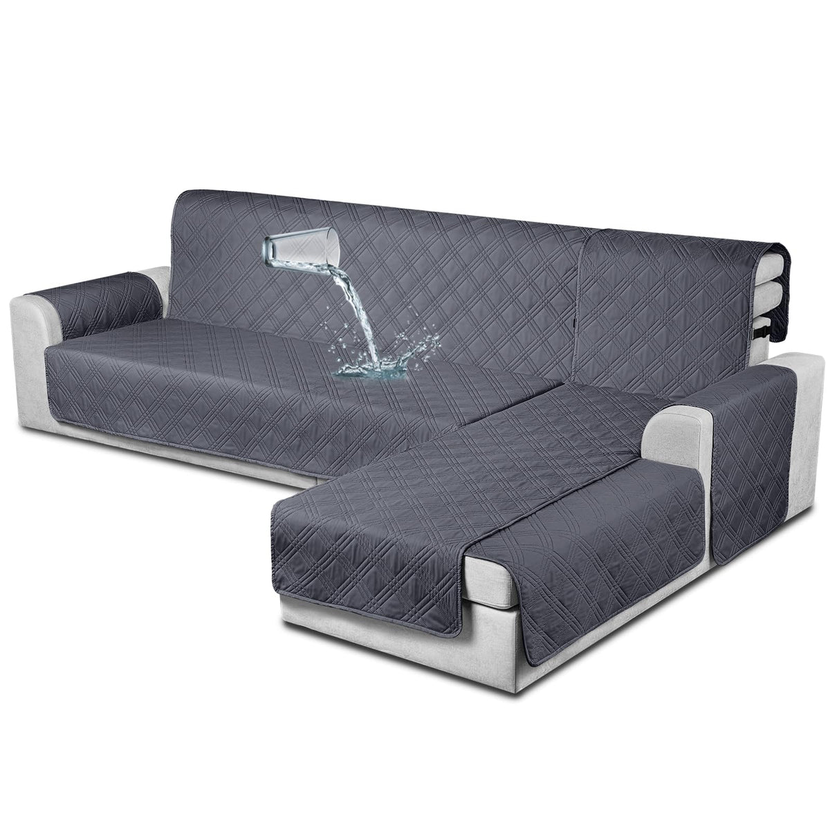 Taococo Waterproof Sectional Couch Covers L Shaped Sofa Covers Chaise Lounge Cover 3Pcs Reversible Couch Covers For Sectional So