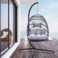 Nicesoul® Egg Chair Outdoor Indoor Patio Wicker Hanging Egg Chair With Stand, Swing Hammock Egg Chairs With Thicken Padded Cushions, 350Lbs Capacity For Living Room Bedroom Balcony Xmas Gift