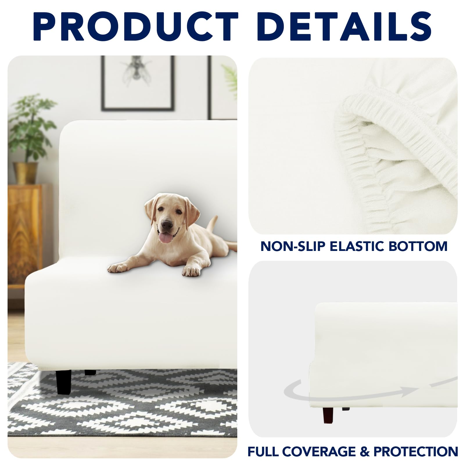 Purefit 100% Dual Waterproof Futon Cover, Waterproof Couch Cover For Futon - Stretch Non Slip Fleece Sofa Covers Washable, Leakproof Furniture Protector For Kids, Pets, Dog (Futon, Beige)