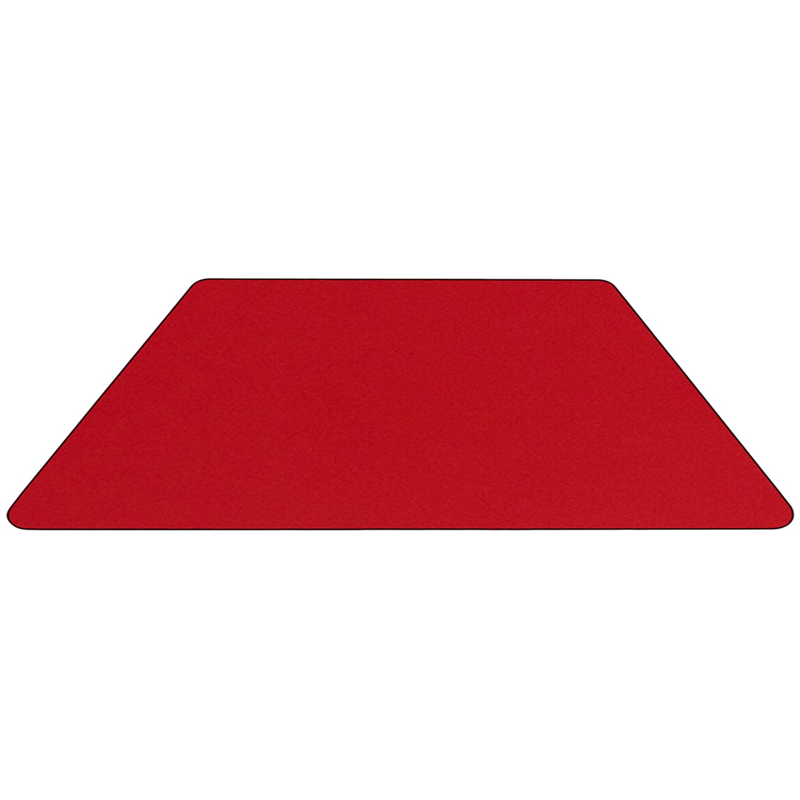 Flash Furniture Wren 29''W x 57''L Trapezoid Red Thermal Laminate Activity Table - Standard Height Adjustable Legs