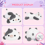 Mewaii Cute Cow Plush Pillow, Kawaii Plushies White Cow Stuffed Toys, Squishy Plushies, Cuddle Plush Pillow For Boys & Girls
