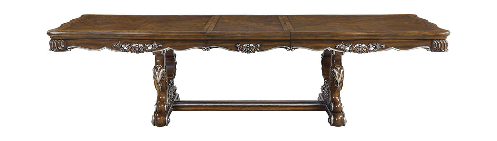 Acme Latisha Wooden Double Pedestal Dining Table in Antique Oak