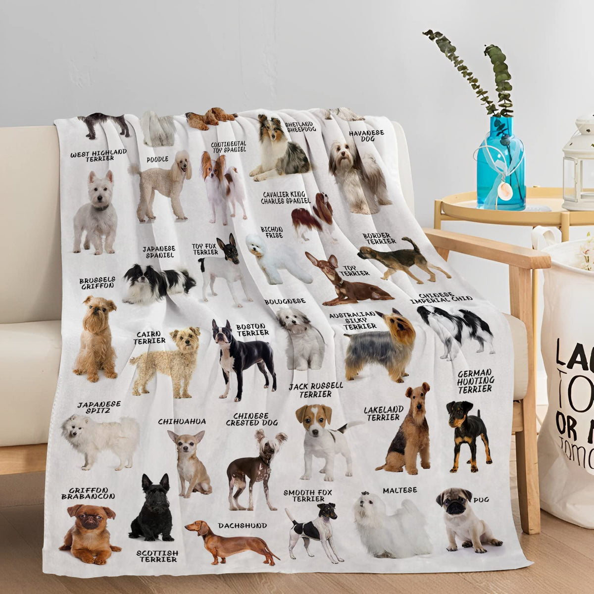 Dog Blanket For Teens Boys Girls, Ultra Soft Dog Throw Blanket For Dog Lovers, Lightweight Warm Cozy Blanket With Dog Pattern Pl
