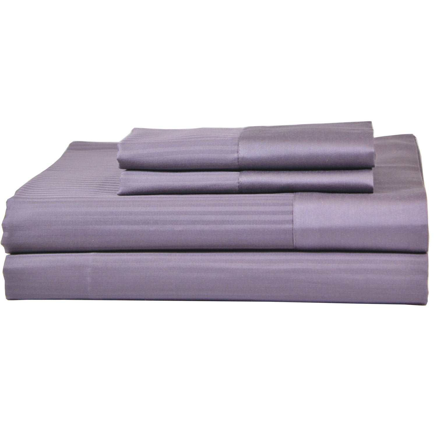 H.N. International Group Full Castle Hill 500 Thread Count Pinstripe Sheet Set With Solid Hem, Grape
