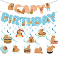 Rakuto Happy Capybara Birthday Decorations, 10PCS Cute Capy Birthday Party Banners Hanging Swirls Decor, Capybara Lover Bday Dec