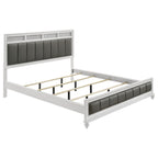 Coaster Home Furnishings Barzini Modern Classic 4-Piece Bedroom Set Leatherette Upholstered California King Size Panel Bed Frame 56-inch Headboard White 205891KW-S4