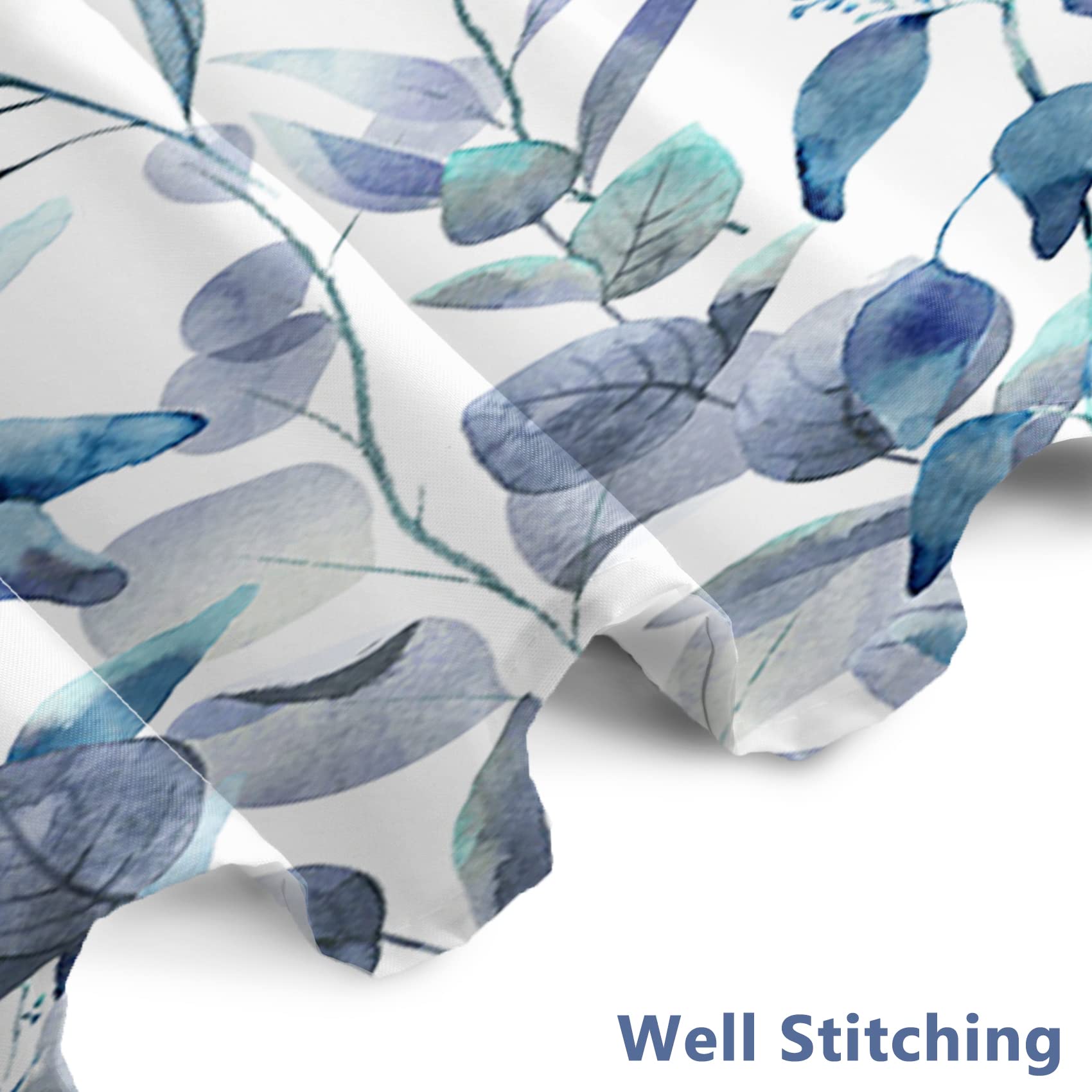 Awert Shower Curtain Plants For Bathroom,Waterproof Quick-Drying Blue Leaves Shower Curtain Set With Hooks 60X72 Inch