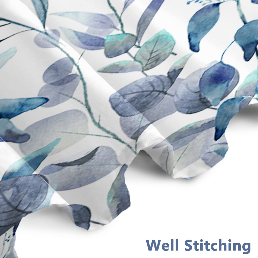 Awert Shower Curtain Plants For Bathroom,Waterproof Quick-Drying Blue Leaves Shower Curtain Set With Hooks 72X84 Inch