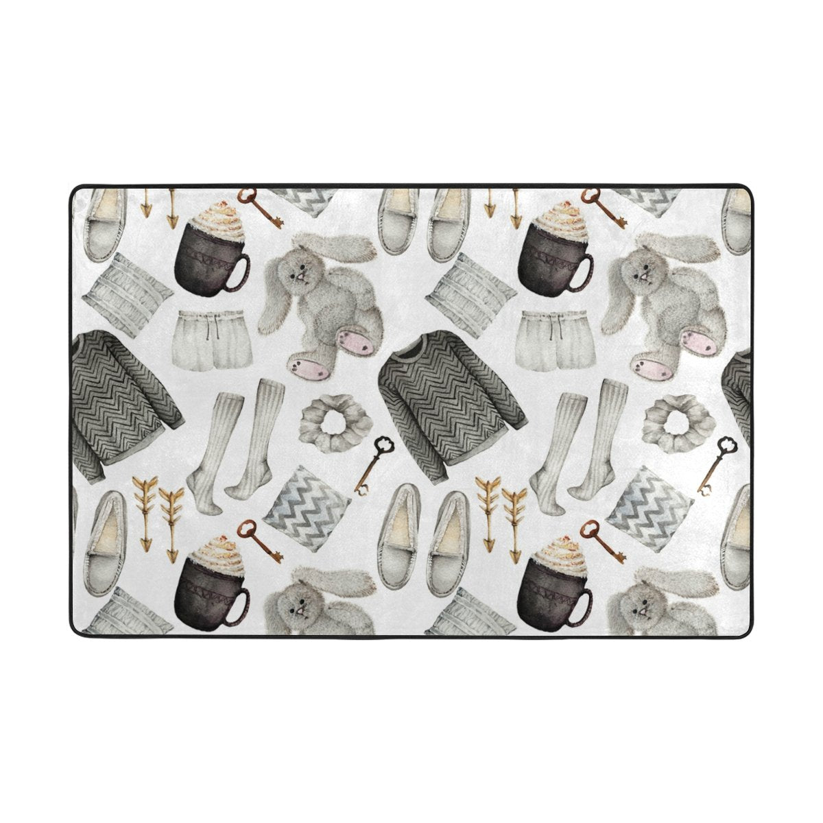 My Little Nest Area Rug Watercolor Fashion Pullover Socks Lightweight Non-Slip Soft Mat 4' X 6', Memory Sponge Indoor Outdoor Decor Carpet For Entrance Living Room Bedroom Office Kitchen Hallway