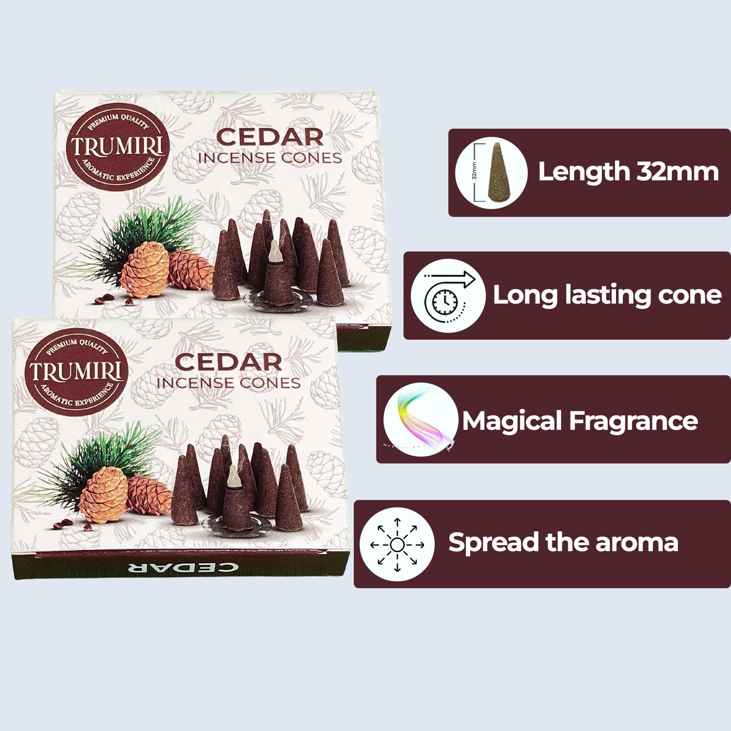 Cedar Incense Cones - Total 20 Cone Incense - Dual Pack Of 10 Insence Cones - Incense Cones Scented - Cone Incense Scents - Inse