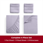 Mellanni Twin Sheet Set - 4-Piece Iconic Collection Bedding, (Including 2 Pillowcases), 16-Inch Deep Pocket, Easy Care, Extra Soft, Cooling Sheets, Brushed Microfiber - Lavender