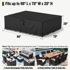 Mr. Cover Patio Furniture Covers Waterproof, Outdoor Furniture Cover Fits Up To 98L X 78W X 28H Inches, Rectangular Table And Chair Set Covers Rip-Resistant Material With Windproof Buckles