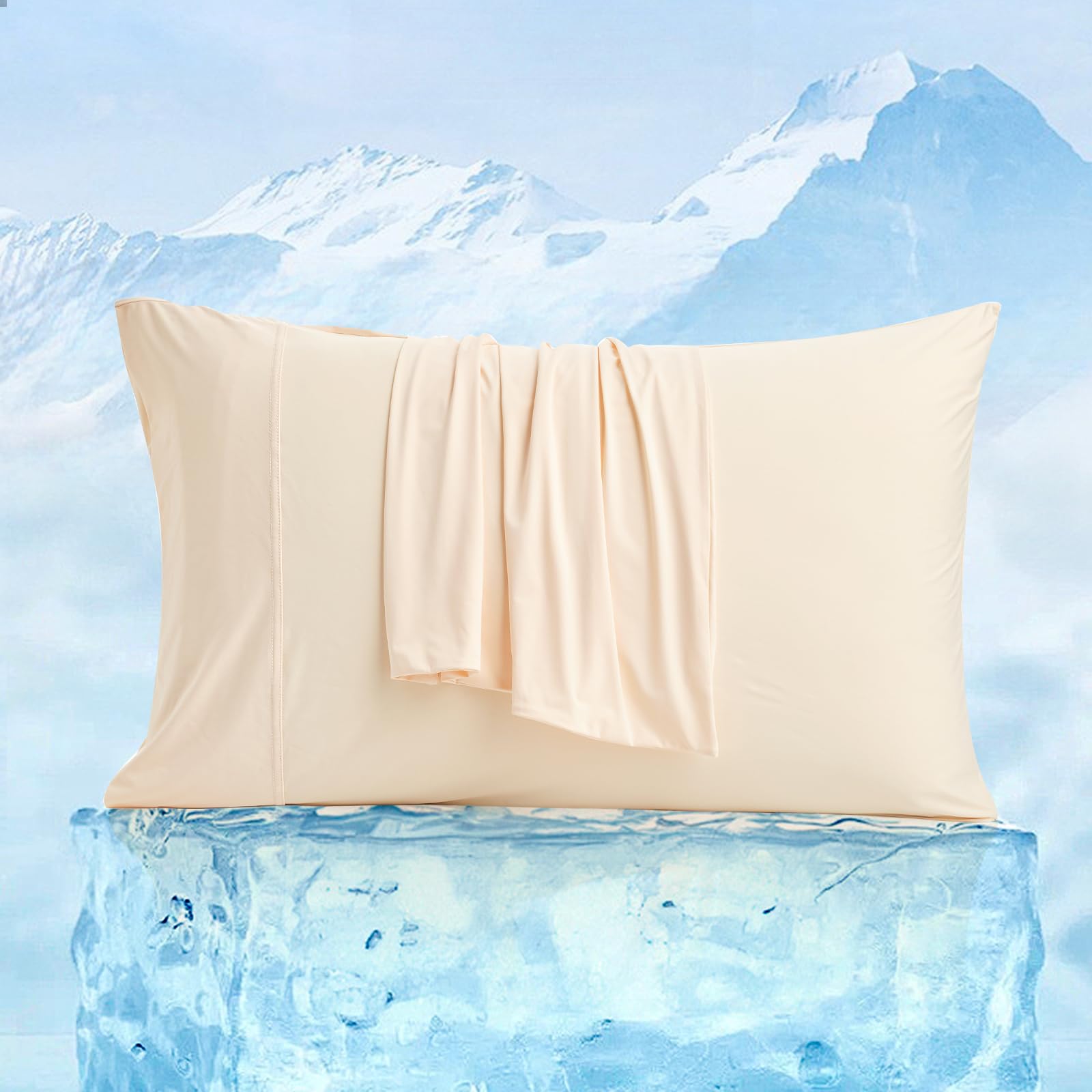 Cozy Bliss Cooling Pillowcases For Hot Sleepers, Q-Max 0.5 Standard Pillow Cases Envelope Closure For Night Sweats, Summer Breat