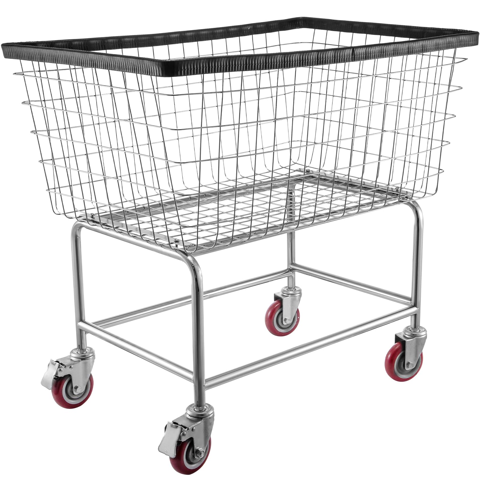 VEVOR Wire Laundry Cart, 4.5 Bushel Wire Laundry Basket with Wheels, 35x15.7x22 Commercial Wire Laundry Basket Cart, Steel