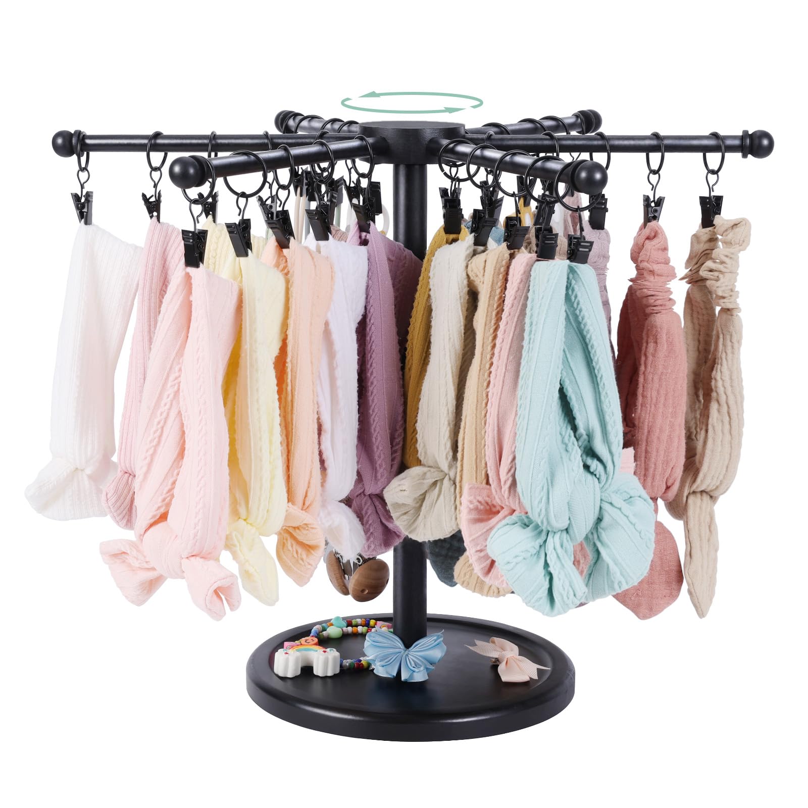 POVETIRE Headband Holder Bow Organizer for Girls, Rotating 360 Hair accessories Organizer Storage Baby Headband Display Stand Ha