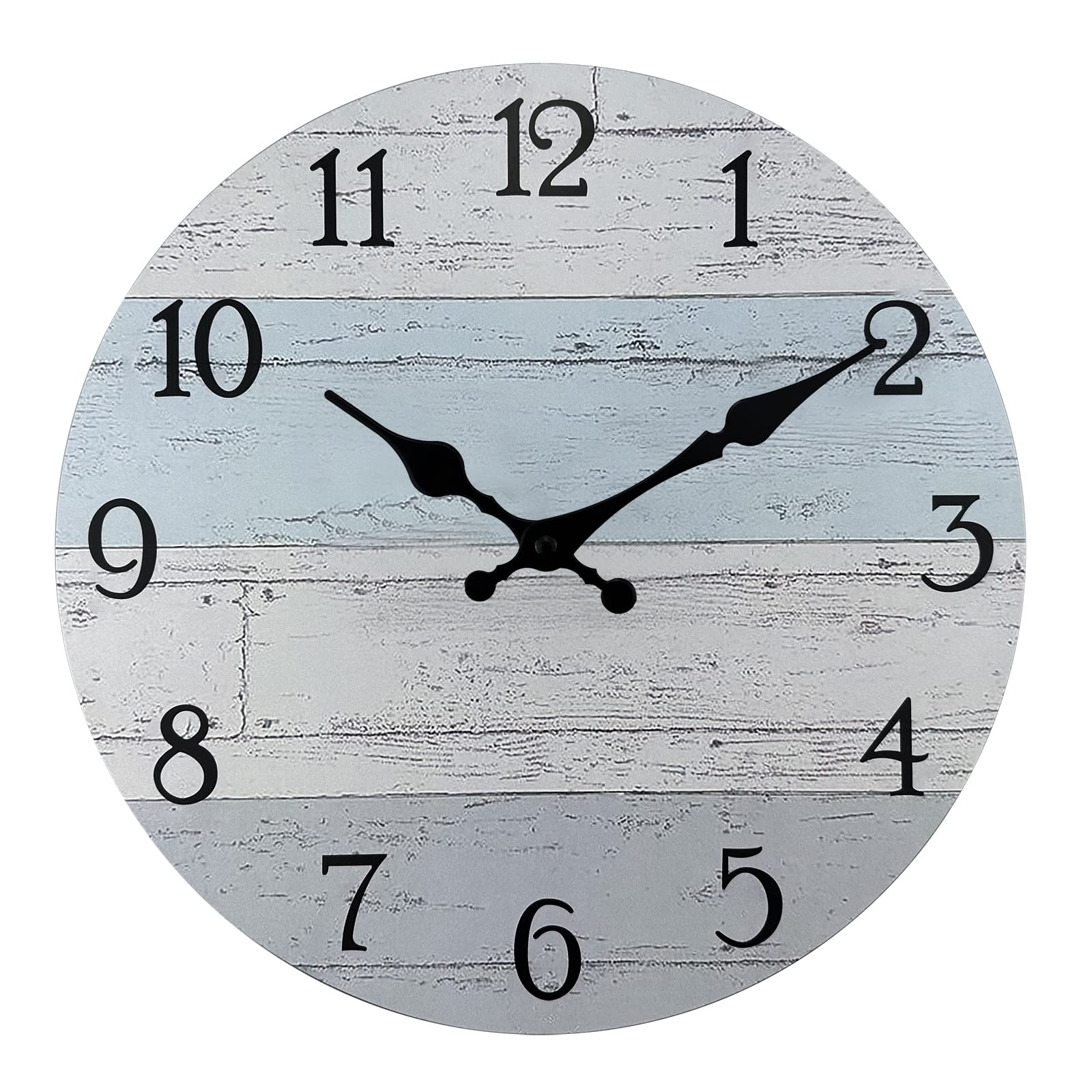 Plumeet Extra Large Wall Clock, 16 Frameless Wooden Wall Clocks with Silent Quartz Movement, Rustic Coastal Country Village Cl