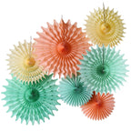Boho Rainbow Party Decorations/Mint Peach Birthday Party Decorations/Mint Peach Baby Shower Decorations/7pcs Tissue Paper Fan Fl