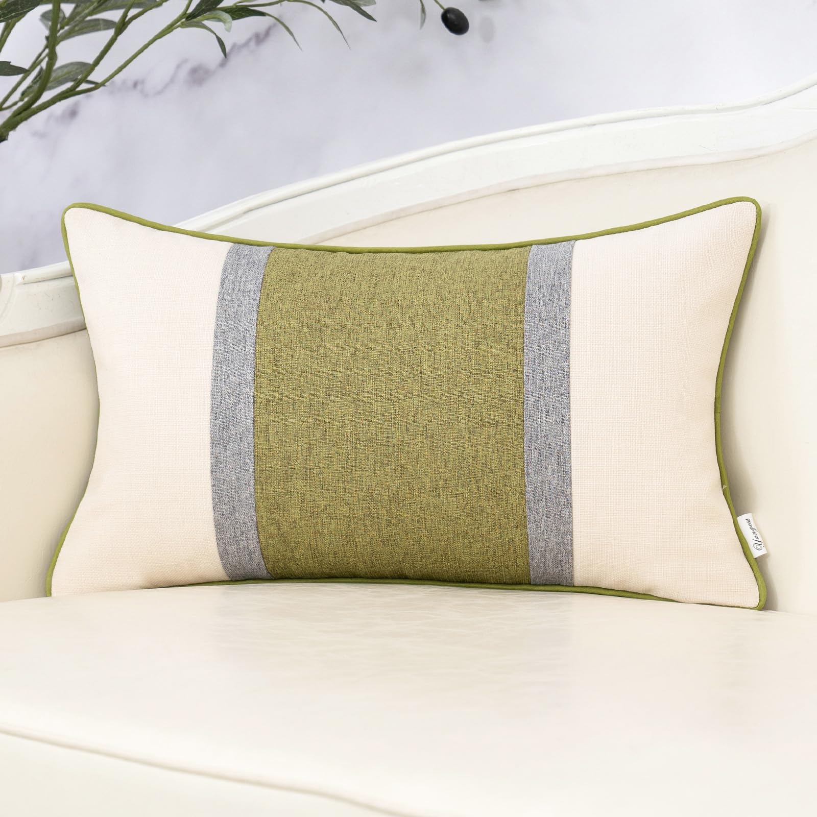 Yangest Patchwork Pillow Cover 12X20 Inch Luxury Cotton And Linen Cushion Cover Rectangle Pillowcover For Couch Bedroom Living R