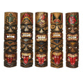 Zeckos Set of 5 Hand-Carved Wood Double Tiki Mask Totem Wall Hangings - Exquisite Tribal Decor Sculptures - 24 Inches High - Giv