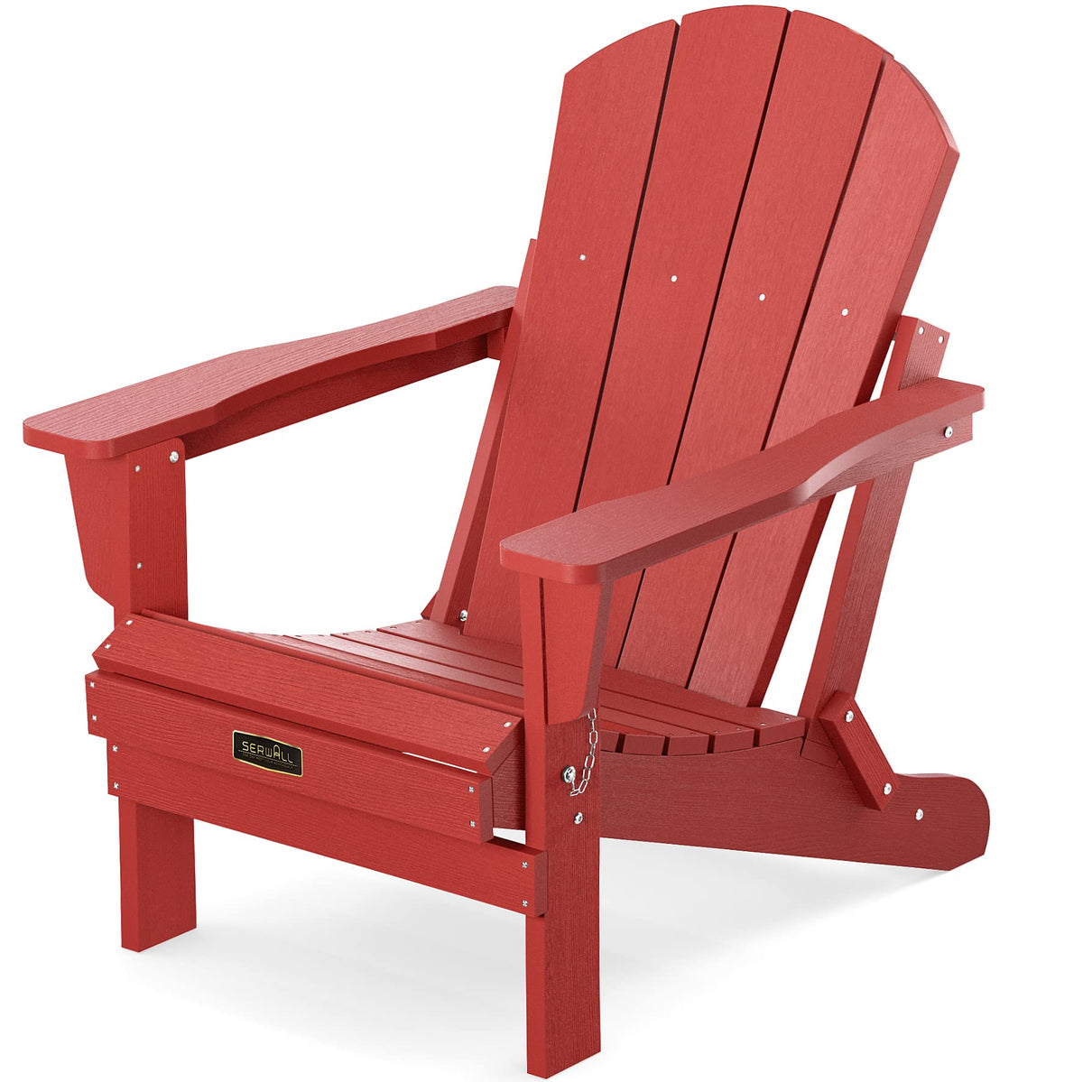 Serwall Folding Adirondack Chair Outdoor Adirondack Chairs Weather Resistant For Patio - New Red