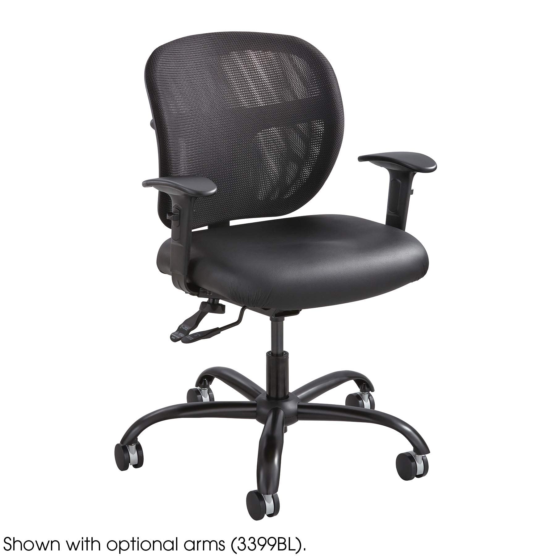 Safco Vue Intensive-Use Big and Tall Office Chair, Ergonomic and Height-Adjustable Swivel Seat with Breathable Mesh Back, Heavy-Duty Powder-Coated Base