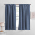 PONY DANCE Blackout Window Curtains - Blue Haze Drapes Rod Pocket Thermal Panels Solid Short Curtain Shades Light Block for Kitc