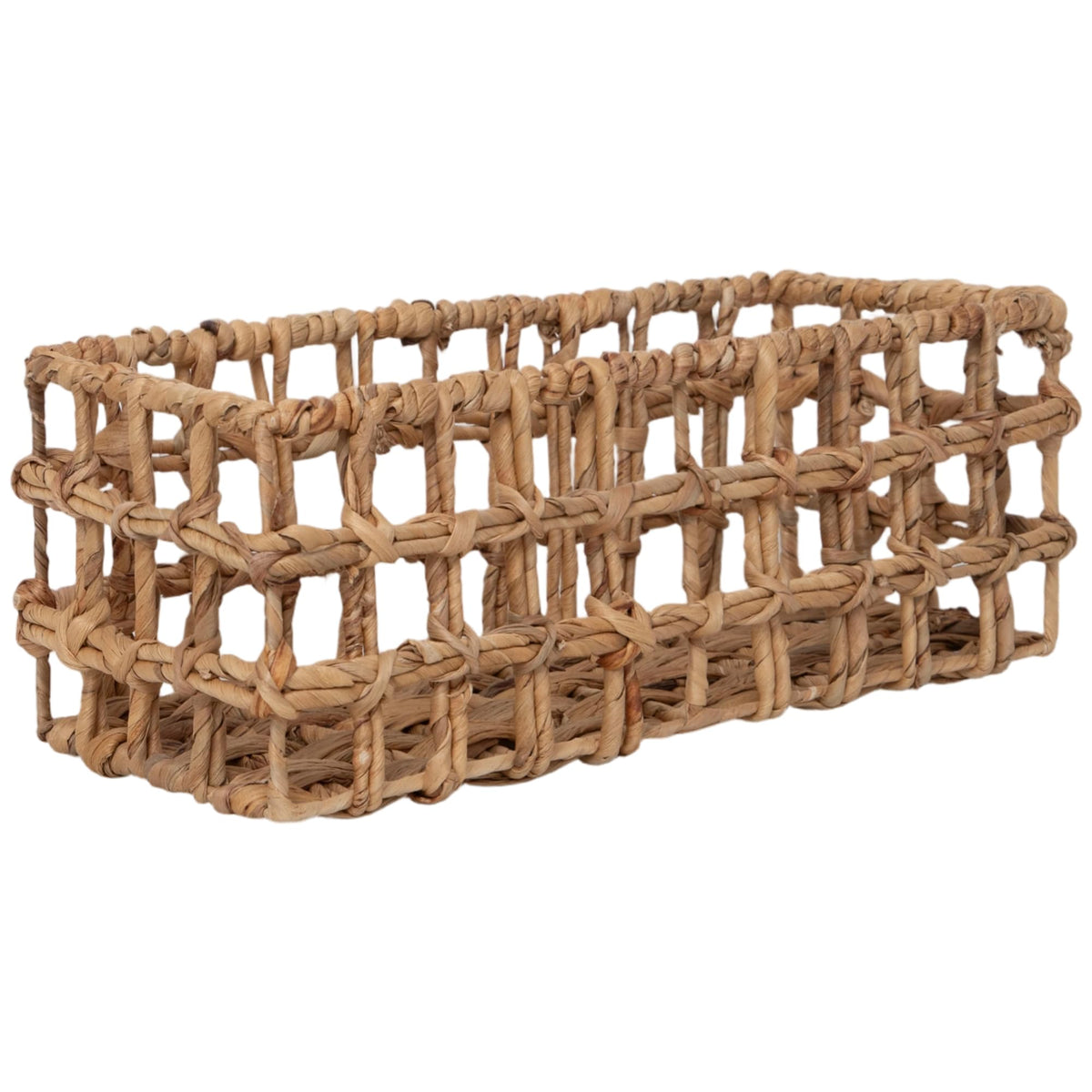 HODAKJUE Water Hyacinth Woven Storage Basket, Narrow Rectangular Organizer