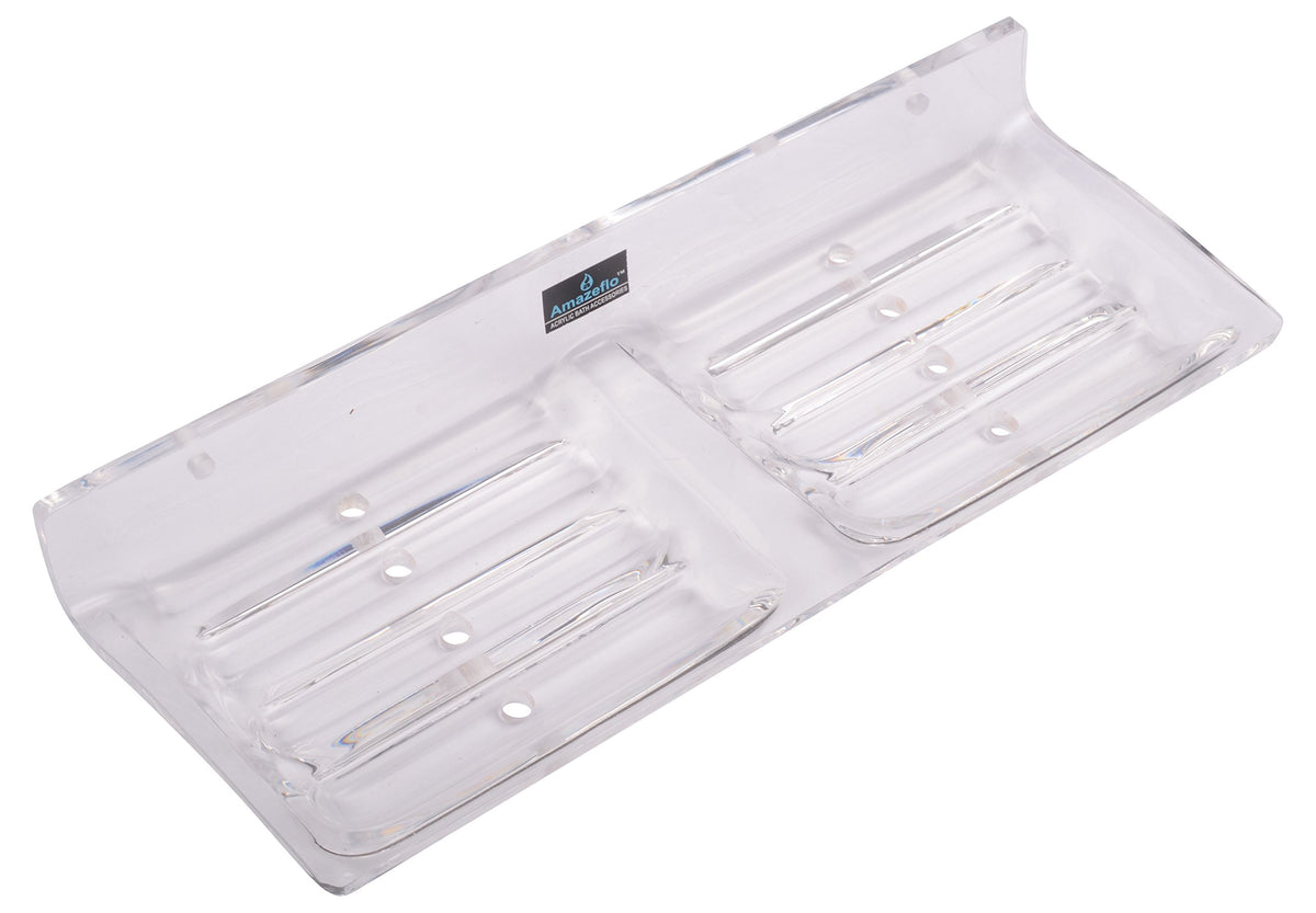 Amazeflo Acrylic Double Soap Dish (27 cm x 10 cm x 4 cm, Clear)