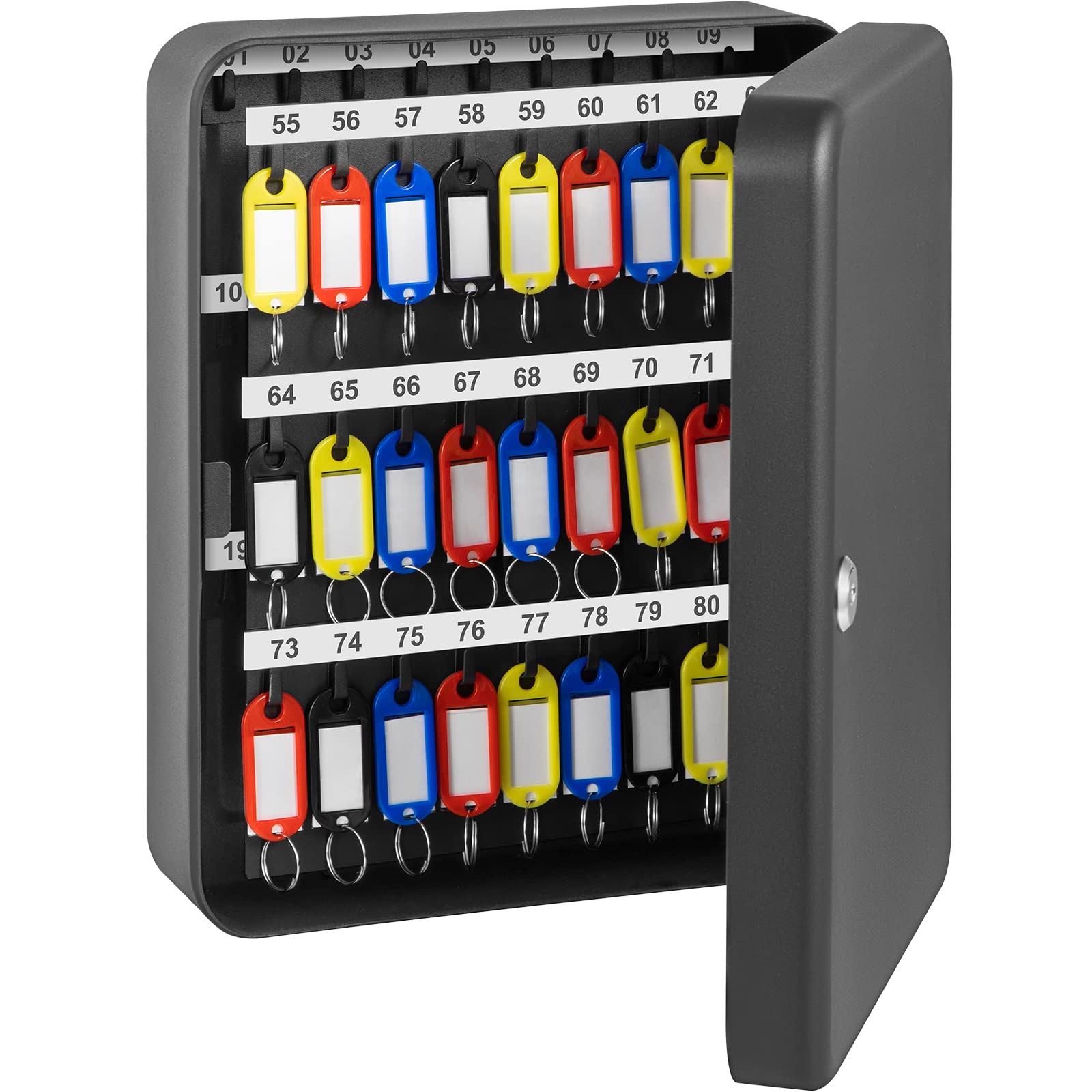 VEVOR Key Cabinet, Key Lock Cabinet Steel, Q235 Steel Key Storage, Wall Mounted Key Storage Box, Black Key Box Organizer for Sch